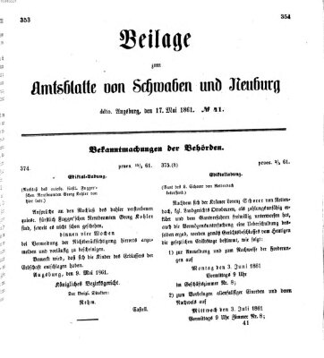 Königlich Bayerisches Kreis-Amtsblatt von Schwaben und Neuburg Freitag 17. Mai 1861