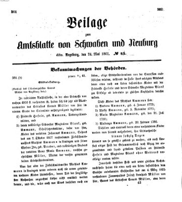 Königlich Bayerisches Kreis-Amtsblatt von Schwaben und Neuburg Freitag 24. Mai 1861