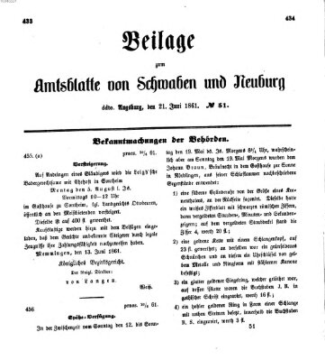 Königlich Bayerisches Kreis-Amtsblatt von Schwaben und Neuburg Freitag 21. Juni 1861