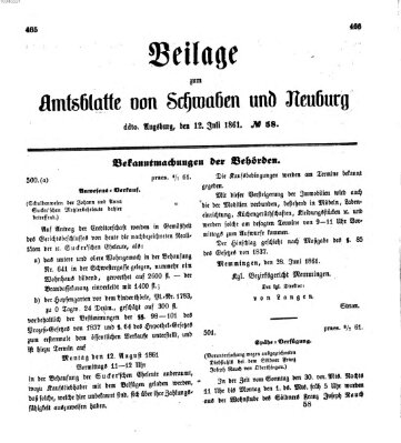 Königlich Bayerisches Kreis-Amtsblatt von Schwaben und Neuburg Freitag 12. Juli 1861