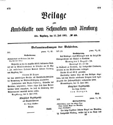 Königlich Bayerisches Kreis-Amtsblatt von Schwaben und Neuburg Dienstag 16. Juli 1861