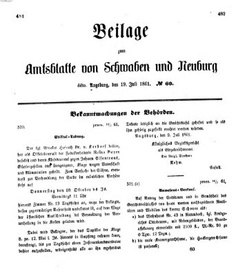 Königlich Bayerisches Kreis-Amtsblatt von Schwaben und Neuburg Freitag 19. Juli 1861