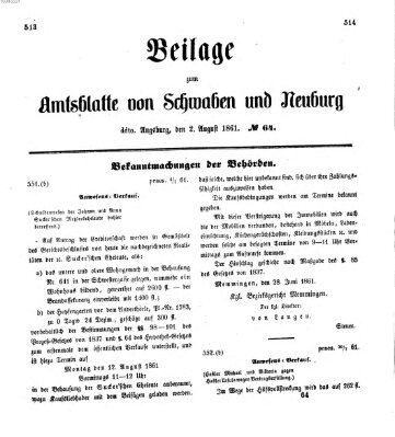 Königlich Bayerisches Kreis-Amtsblatt von Schwaben und Neuburg Freitag 2. August 1861