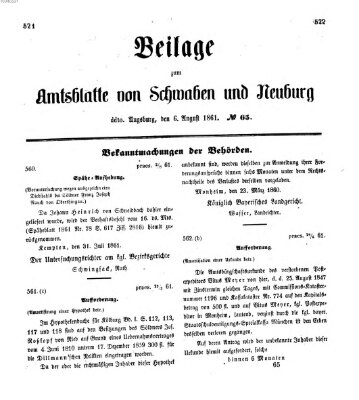 Königlich Bayerisches Kreis-Amtsblatt von Schwaben und Neuburg Dienstag 6. August 1861