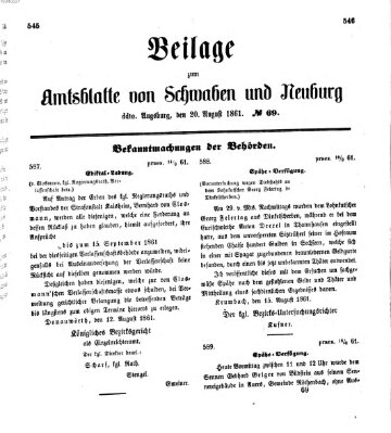 Königlich Bayerisches Kreis-Amtsblatt von Schwaben und Neuburg Dienstag 20. August 1861