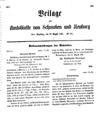 Königlich Bayerisches Kreis-Amtsblatt von Schwaben und Neuburg Dienstag 27. August 1861