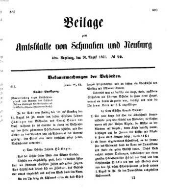 Königlich Bayerisches Kreis-Amtsblatt von Schwaben und Neuburg Freitag 30. August 1861