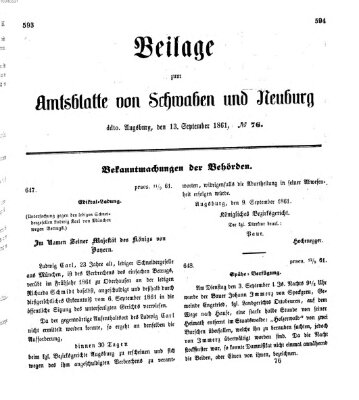 Königlich Bayerisches Kreis-Amtsblatt von Schwaben und Neuburg Freitag 13. September 1861