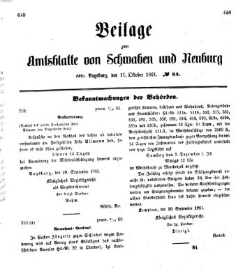 Königlich Bayerisches Kreis-Amtsblatt von Schwaben und Neuburg Freitag 11. Oktober 1861