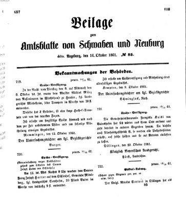 Königlich Bayerisches Kreis-Amtsblatt von Schwaben und Neuburg Mittwoch 16. Oktober 1861