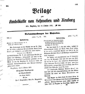 Königlich Bayerisches Kreis-Amtsblatt von Schwaben und Neuburg Freitag 18. Oktober 1861