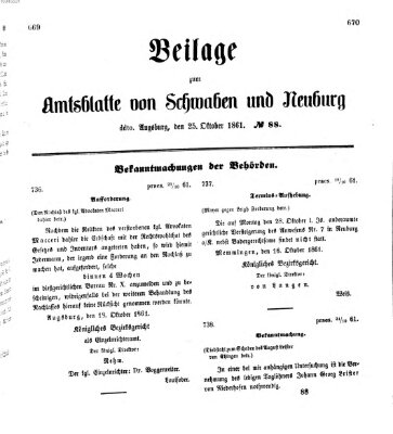 Königlich Bayerisches Kreis-Amtsblatt von Schwaben und Neuburg Freitag 25. Oktober 1861