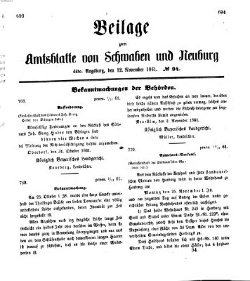 Königlich Bayerisches Kreis-Amtsblatt von Schwaben und Neuburg Dienstag 12. November 1861