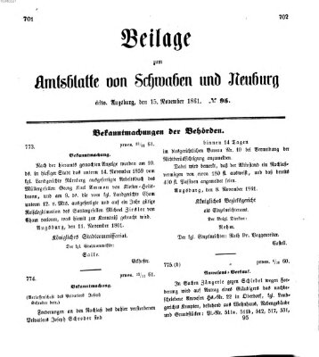 Königlich Bayerisches Kreis-Amtsblatt von Schwaben und Neuburg Freitag 15. November 1861