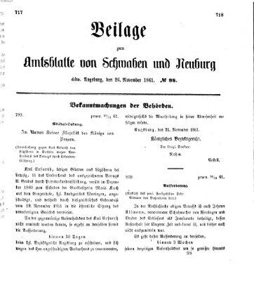 Königlich Bayerisches Kreis-Amtsblatt von Schwaben und Neuburg Dienstag 26. November 1861