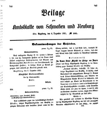 Königlich Bayerisches Kreis-Amtsblatt von Schwaben und Neuburg Freitag 6. Dezember 1861