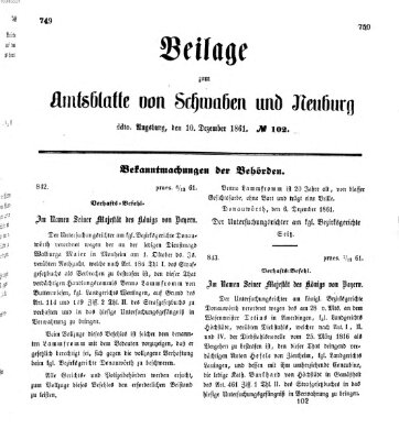 Königlich Bayerisches Kreis-Amtsblatt von Schwaben und Neuburg Dienstag 10. Dezember 1861