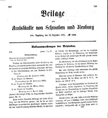 Königlich Bayerisches Kreis-Amtsblatt von Schwaben und Neuburg Freitag 13. Dezember 1861