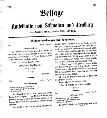 Königlich Bayerisches Kreis-Amtsblatt von Schwaben und Neuburg Freitag 20. Dezember 1861