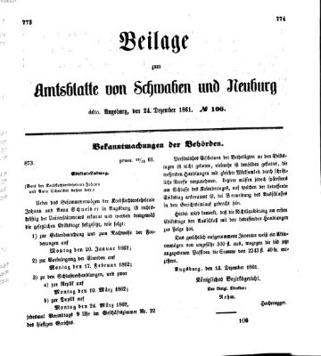 Königlich Bayerisches Kreis-Amtsblatt von Schwaben und Neuburg Dienstag 24. Dezember 1861