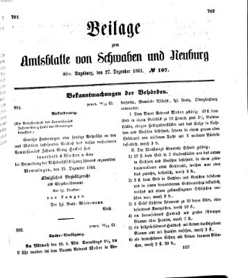 Königlich Bayerisches Kreis-Amtsblatt von Schwaben und Neuburg Freitag 27. Dezember 1861