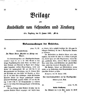 Königlich Bayerisches Kreis-Amtsblatt von Schwaben und Neuburg Dienstag 21. Januar 1862