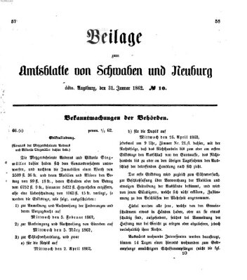 Königlich Bayerisches Kreis-Amtsblatt von Schwaben und Neuburg Freitag 31. Januar 1862