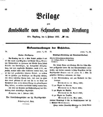 Königlich Bayerisches Kreis-Amtsblatt von Schwaben und Neuburg Dienstag 4. Februar 1862