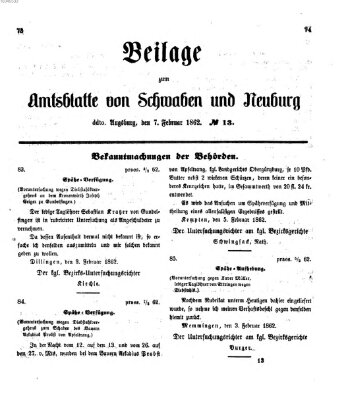 Königlich Bayerisches Kreis-Amtsblatt von Schwaben und Neuburg Freitag 7. Februar 1862