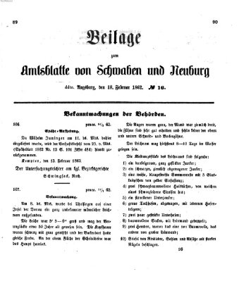 Königlich Bayerisches Kreis-Amtsblatt von Schwaben und Neuburg Dienstag 18. Februar 1862