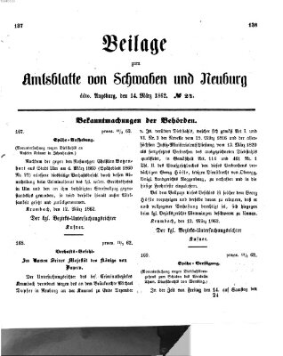 Königlich Bayerisches Kreis-Amtsblatt von Schwaben und Neuburg Freitag 14. März 1862