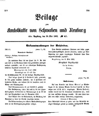 Königlich Bayerisches Kreis-Amtsblatt von Schwaben und Neuburg Freitag 30. Mai 1862