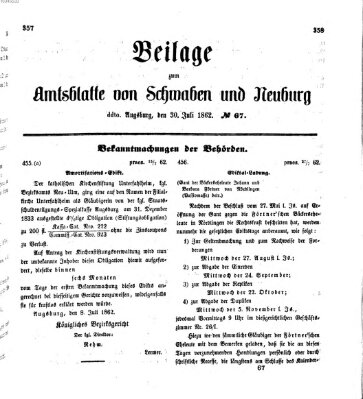 Königlich Bayerisches Kreis-Amtsblatt von Schwaben und Neuburg Mittwoch 30. Juli 1862