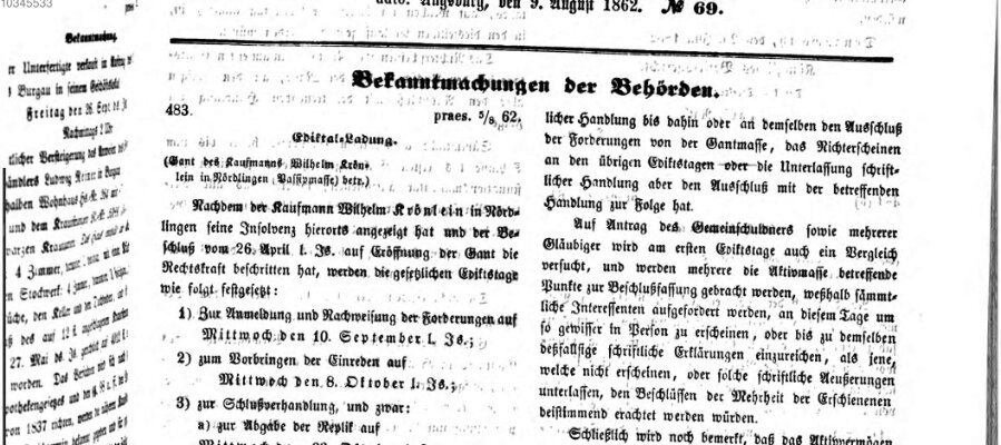 Königlich Bayerisches Kreis-Amtsblatt von Schwaben und Neuburg Samstag 9. August 1862