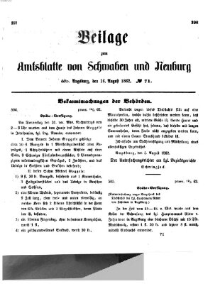 Königlich Bayerisches Kreis-Amtsblatt von Schwaben und Neuburg Samstag 16. August 1862