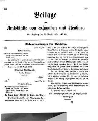 Königlich Bayerisches Kreis-Amtsblatt von Schwaben und Neuburg Freitag 22. August 1862