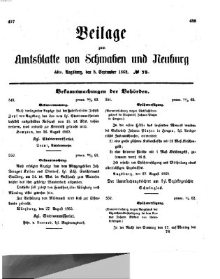 Königlich Bayerisches Kreis-Amtsblatt von Schwaben und Neuburg Freitag 5. September 1862