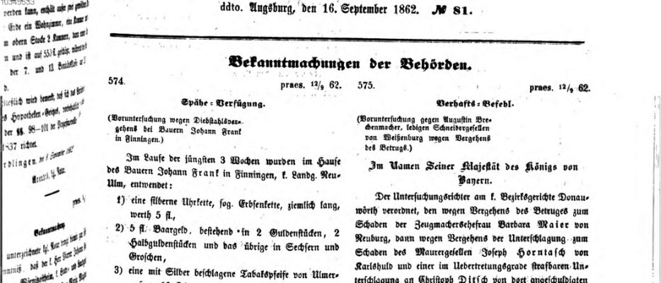 Königlich Bayerisches Kreis-Amtsblatt von Schwaben und Neuburg Dienstag 16. September 1862