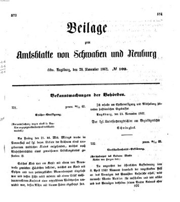 Königlich Bayerisches Kreis-Amtsblatt von Schwaben und Neuburg Freitag 28. November 1862