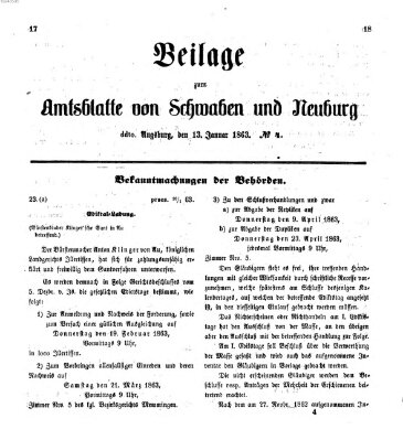 Königlich Bayerisches Kreis-Amtsblatt von Schwaben und Neuburg Dienstag 13. Januar 1863