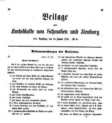 Königlich Bayerisches Kreis-Amtsblatt von Schwaben und Neuburg Freitag 16. Januar 1863