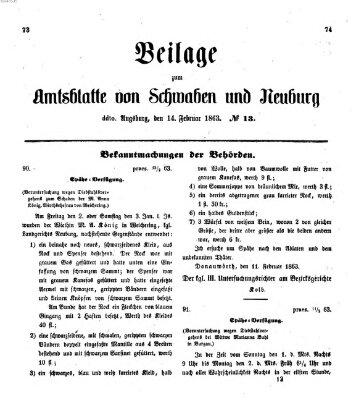 Königlich Bayerisches Kreis-Amtsblatt von Schwaben und Neuburg Samstag 14. Februar 1863