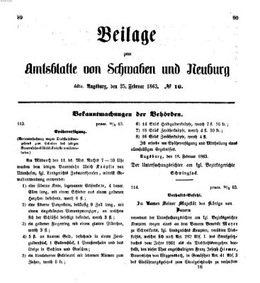 Königlich Bayerisches Kreis-Amtsblatt von Schwaben und Neuburg Mittwoch 25. Februar 1863