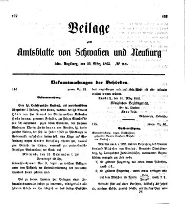 Königlich Bayerisches Kreis-Amtsblatt von Schwaben und Neuburg Mittwoch 25. März 1863