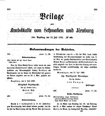 Königlich Bayerisches Kreis-Amtsblatt von Schwaben und Neuburg Samstag 18. Juli 1863