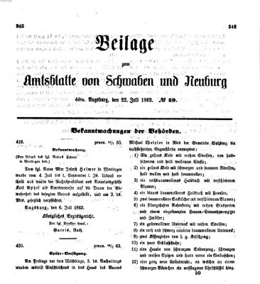 Königlich Bayerisches Kreis-Amtsblatt von Schwaben und Neuburg Mittwoch 22. Juli 1863