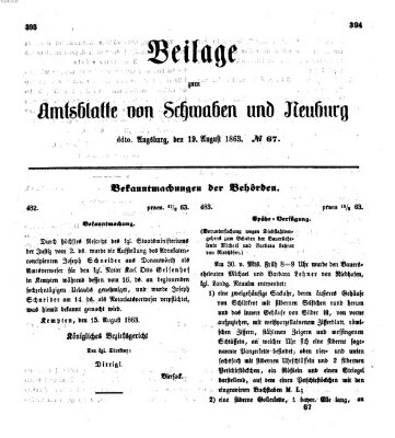 Königlich Bayerisches Kreis-Amtsblatt von Schwaben und Neuburg Mittwoch 19. August 1863