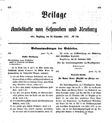 Königlich Bayerisches Kreis-Amtsblatt von Schwaben und Neuburg Samstag 26. September 1863