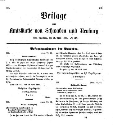 Königlich Bayerisches Kreis-Amtsblatt von Schwaben und Neuburg Mittwoch 29. April 1863