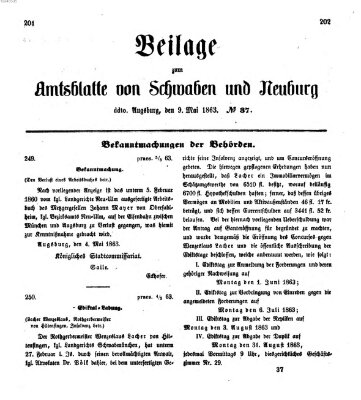 Königlich Bayerisches Kreis-Amtsblatt von Schwaben und Neuburg Samstag 9. Mai 1863